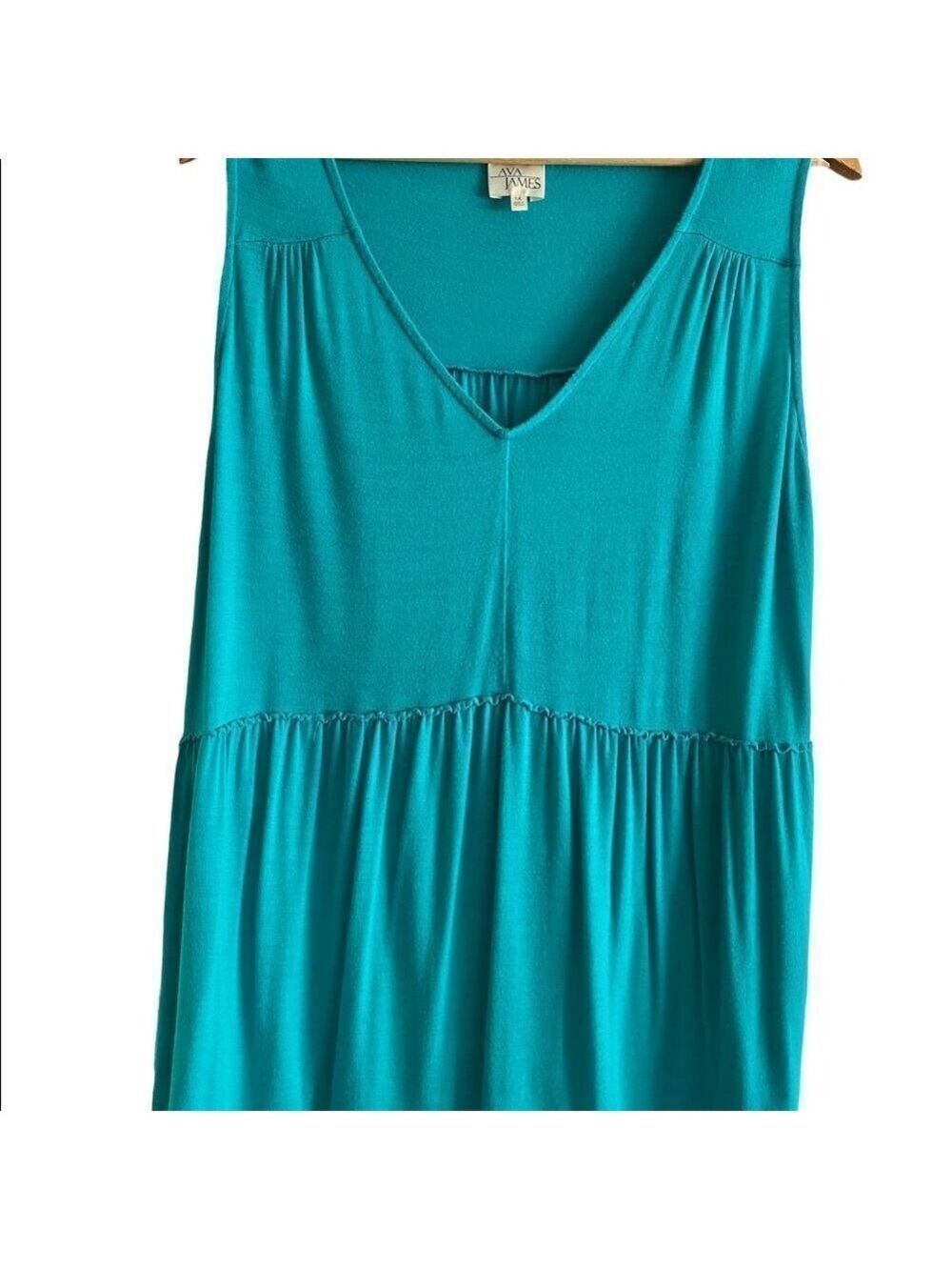AVA James Sleeveless, Pullover Top, deep V-Neck, Casual, Women’s Turquoise, 1XL